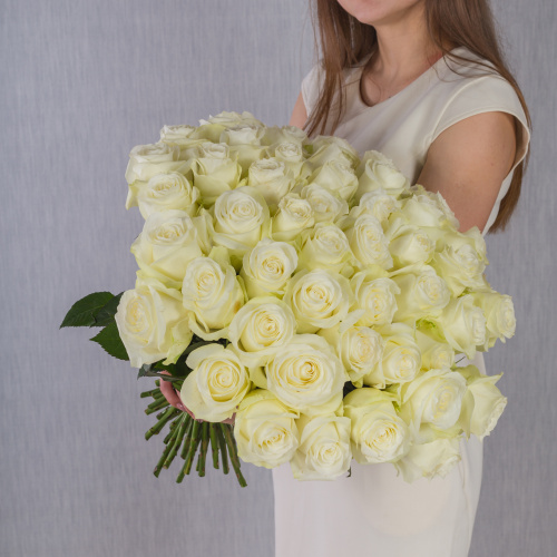Букет из 51 белой Розы 40 см арт. 7308-Б