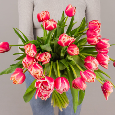 Букет из 15 пионовидных тюльпанов Колумбус 46325