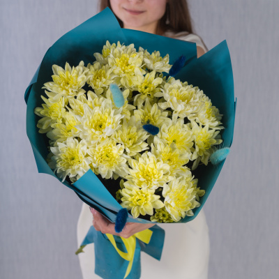 Букет кустовых хризантем с лагурусом N 47180