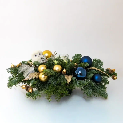 Композиция настольная "Зимняя сказка" со свечой в стакане N 91151